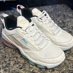 Fila White Sneakers with Vibrant Accents